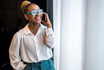 Banking customer speaking on the phone